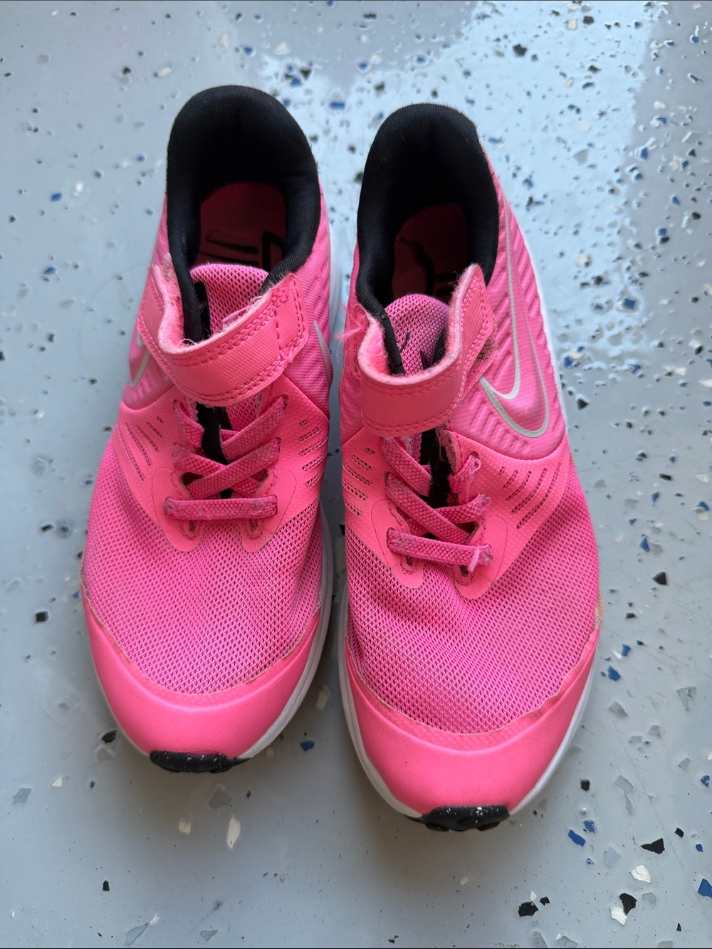 Nike Kids Pink Mesh Athletic Sneakers with Silver Swoosh